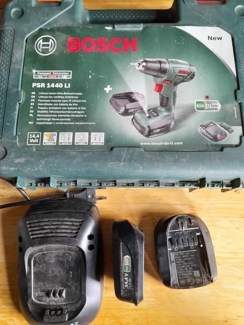 Acculader Bosch 14,4V + 2 bat., Bricolage & Construction, Outillage | Foreuses, Utilisé, Perceuse, Moins de 400 watts, Enlèvement