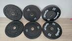 Ensemble poids + barre + racks.  virtufit, Sport en Fitness, Fitnessmaterialen, Ophalen, Zo goed als nieuw