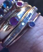 4 gouden ringen met edelstenen Robijn en topaas, Comme neuf, Femme ou Homme, Avec pierre précieuse, Or