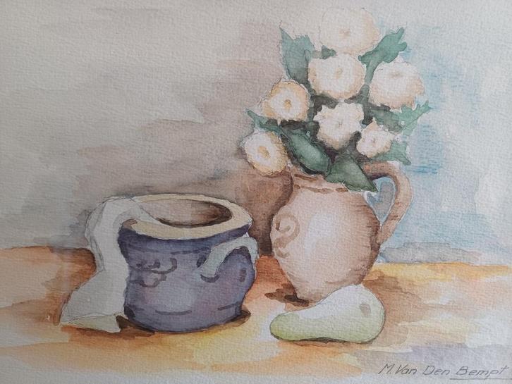 AQUARELLEN M.VAN DEN BEMPT met kadertje, Antiek en Kunst, Kunst | Schilderijen | Klassiek, Ophalen of Verzenden