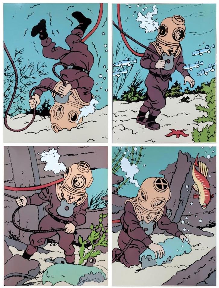 Tintin 4x emaille platen Rackham no Aroutcheff Fariboles, Verzamelen, Stripfiguren, Zo goed als nieuw, Plaatje, Poster of Sticker