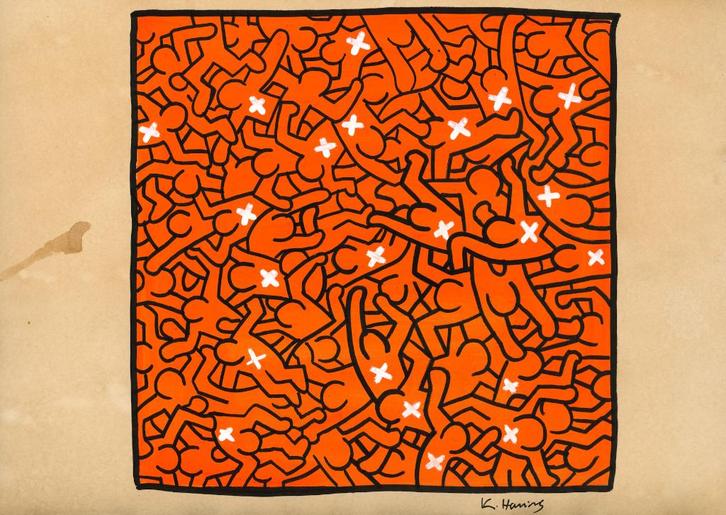Keith Haring Artwork, Antiek en Kunst, Kunst | Schilderijen | Modern, Ophalen of Verzenden