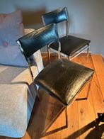 2 zwarte vintage Tavostoelen jaren 70, Huis en Inrichting, Ophalen, Gebruikt, Twee, Zwart