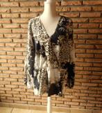 126 -blouse femme t.5xl noire beige - shein -, Comme neuf, Noir, Shein, Taille 46/48 (XL) ou plus grande