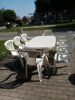 Tuinset tafel + 8 stoelen. (Kunstof)., Ophalen, Gebruikt, Rechthoekig, Kunststof