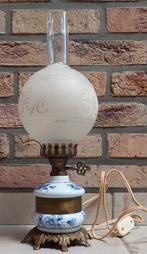 Antieke Franse bedlamp - Model Olielamp - Porselein & Brons, Ophalen