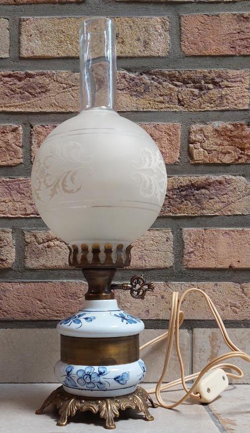 Antieke Franse bedlamp - Model Olielamp - Porselein & Brons, Antiek en Kunst, Antiek | Verlichting, Ophalen
