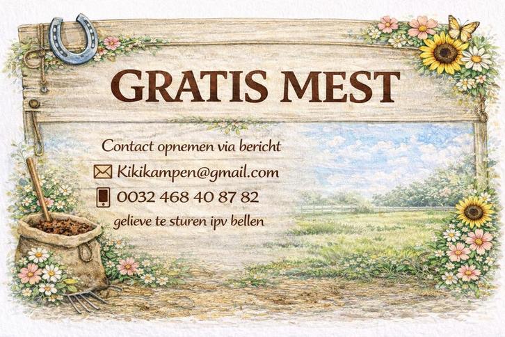 Gratis paardenmest, Tuin en Terras, Aarde en Mest, Mest, Ophalen