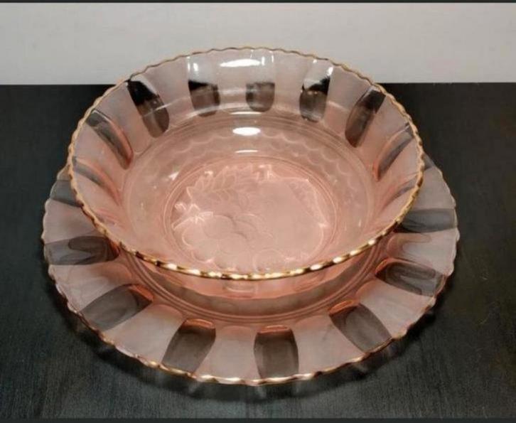 Art-déco coupe met onderschotel Verreries de Scailmont, Antiek en Kunst, Antiek | Glaswerk en Kristal, Ophalen of Verzenden