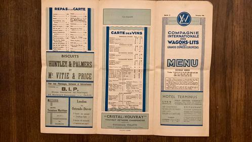 Menu de la Compagnie Internationale des Wagons-lits 1934, Collections, Trains & Trams, Comme neuf, Autres