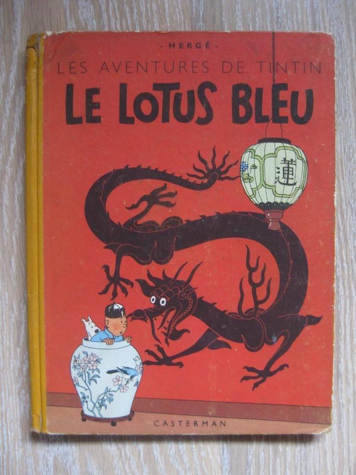 Tintin "Le Lotus Bleu" Ed.B5 de 1951 état correct, Livres, BD, Utilisé, Une BD, Enlèvement ou Envoi