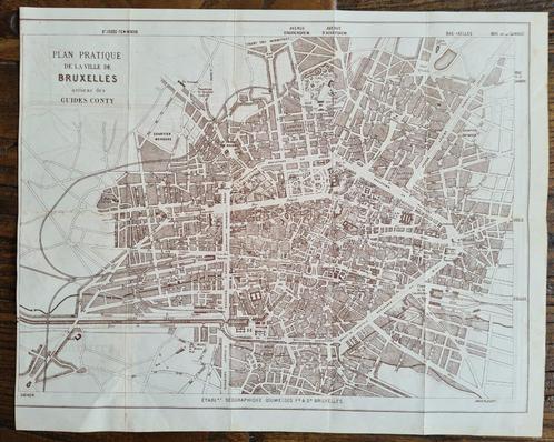 1890 - Brussel stadsplan / plan de Bruxelles, Livres, Atlas & Cartes géographiques, Envoi