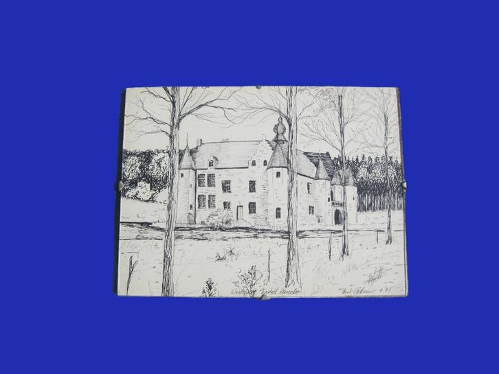 Gesigneerde pentekening uit 1987 kasteel Sterrebos, Antiek en Kunst, Kunst | Tekeningen en Fotografie, Ophalen