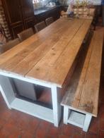 Grote massieve Eettafel met bank