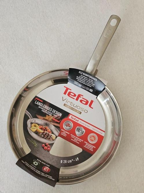 Poele à Frire Inox Tefal Virtuoso 28 cm, Maison & Meubles, Cuisine | Casseroles & Poêles, Neuf, Poêle à frire ou Sauteuse, Inox