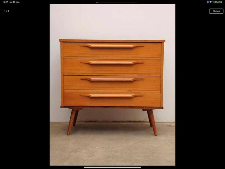 Vintage Deens ladenkastje, Huis en Inrichting, Kasten | Ladekasten, Zo goed als nieuw, Ophalen