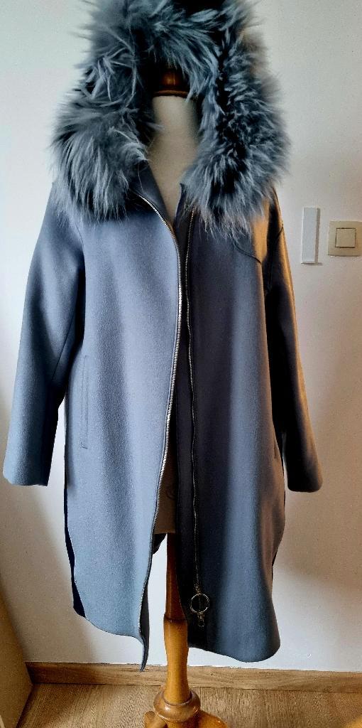 LIQUIDATION !! ARTURO manteau laine fourrure gris bleu, Vêtements | Femmes, Vestes | Hiver, Comme neuf, Taille 42/44 (L), Bleu