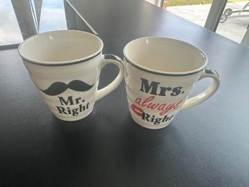 Set de 2 tasses assorties “Mr.” & “Mrs.” beschikbaar voor biedingen