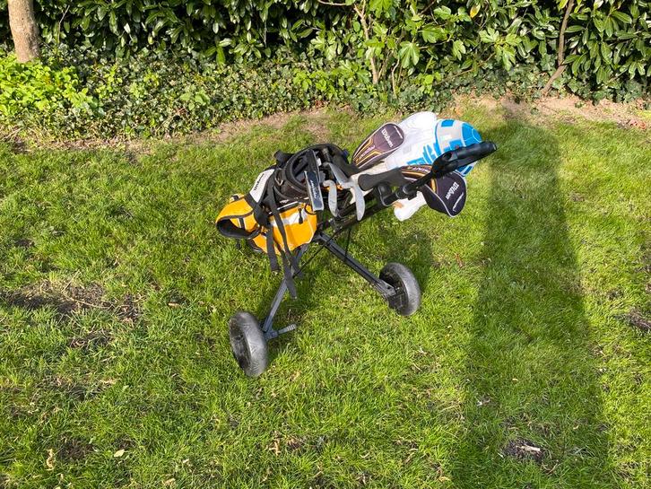 Golfsticks met draagtas & caddy voor kinderen, Sport en Fitness, Golf, Zo goed als nieuw, Set, Ophalen