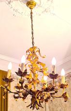 Vintage Italiaanse kroonluchter in verguld plaatwerk, Antiek en Kunst, Ophalen