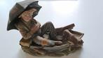 Capodimonte porseleinen beeld van oude man met hond in boot, Ophalen of Verzenden