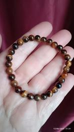 Elastische armband met tijgeroogkralen, Ophalen of Verzenden, Nieuw, Elastiek, Met edelsteen
