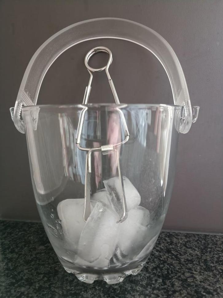 IJsemmer met handvat + ijspincet met grote bek, Antiek en Kunst, Antiek | Glaswerk en Kristal, Ophalen