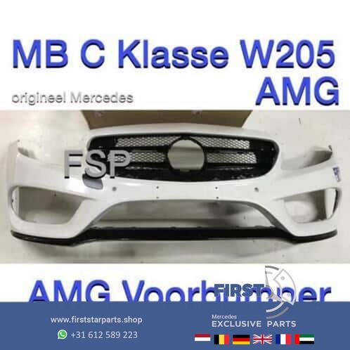 W205 AMG Voorbumper Mercedes C Klasse 2014-2018 + onderlip, Auto-onderdelen, Carrosserie, Bumper, Mercedes-Benz, Voor, Gebruikt