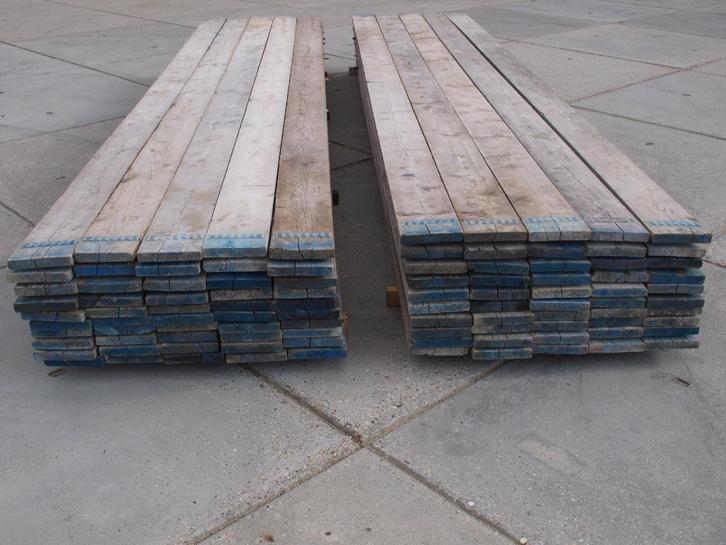 Steigerplanken 5 meter gebruikt, Doe-het-zelf en Bouw, Hout en Planken, Gebruikt, Plank, Steigerhout, 300 cm of meer, 25 tot 50 mm