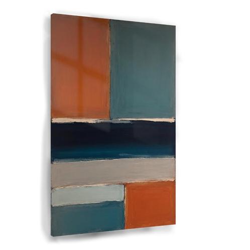 Abstracte Harmonie van Oranje en Blauw Glasschilderij 100x1, Antiek en Kunst, Kunst | Schilderijen | Abstract, Verzenden
