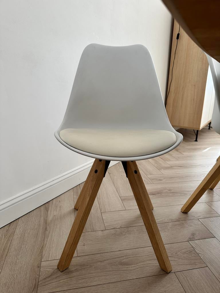 6 kuipstoelen te koop, Huis en Inrichting, Stoelen, Ophalen, Gebruikt, Wit, Kunststof