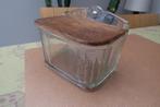 vintage art deco keukenzoutdoos van glas en hout uit 1930, Ophalen of Verzenden