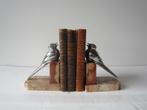 Antieke art deco boekensteunen vogels, op marmer, Antiek en Kunst, Verzenden