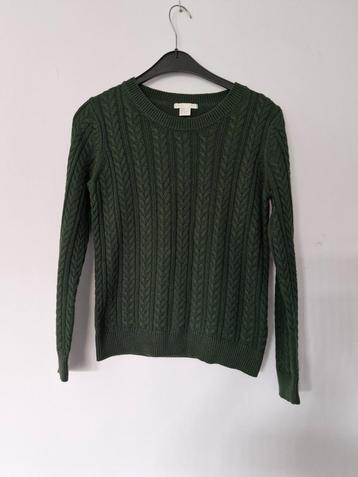 groene trui met kabels vooraan H&M maat S