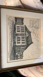 2 tekeningen van het oude Turnhout: stadhuis en kerk, Antiek en Kunst, Ophalen of Verzenden