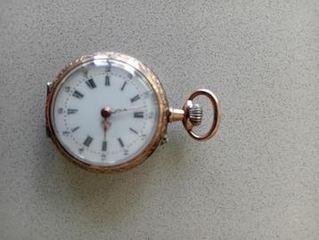 Zilveren zakhorloge. Remontoir 10 rubis, 1900 à 1930, Enlèvement, Doré, Montre de poche