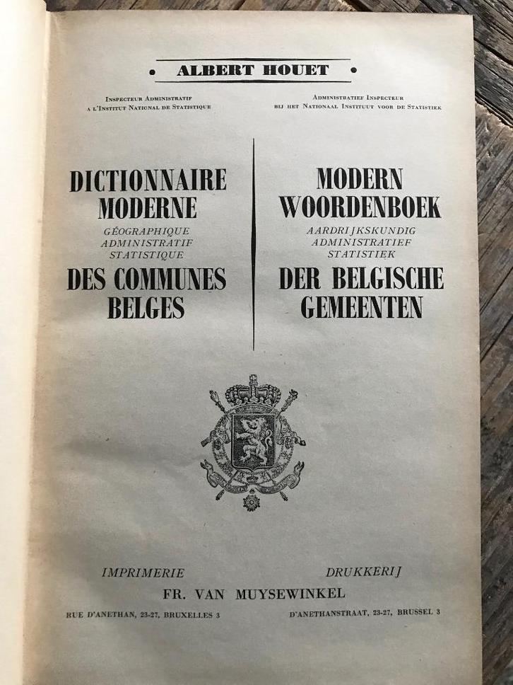 HOUET Dictionnaire moderne des communes belges - AVANT 1957, Boeken, Geschiedenis | Nationaal, Gelezen, 20e eeuw of later, Ophalen of Verzenden