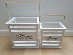 2 x houten kaarsenhouder "HOME", Ophalen, 25 tot 50 cm, Wit, Zo goed als nieuw