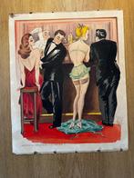 drie (3) waterverf kunstwerken, Jaren '50, Antiquités & Art, Enlèvement