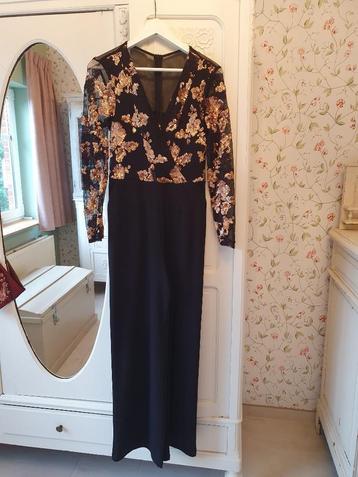 Jumpsuit zwart met gouden pailletten - zeer stijlvol Small beschikbaar voor biedingen