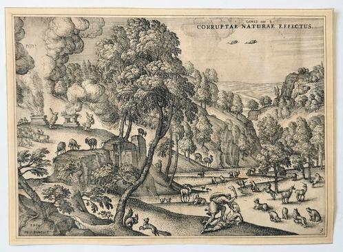 Offer van Kaïn en Abel / Kaïn slaat Abel, prent 1653 - 1654, Antiek en Kunst, Kunst | Etsen en Gravures, Ophalen of Verzenden
