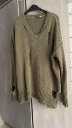 Zara lange kaki trui met gaten S, Kleding | Dames, Zara, Ophalen of Verzenden, Zo goed als nieuw, Maat 36 (S)