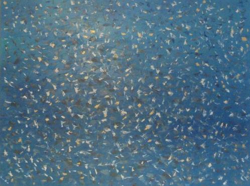 olieschilderij abstract: blue ocean 2 (60x80), Antiek en Kunst, Kunst | Schilderijen | Abstract, Ophalen of Verzenden