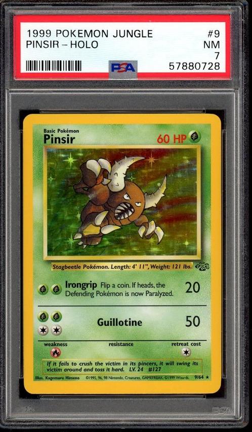 Pinsir Holo PSA 7 - 9/64 - Jungle 1999, Hobby en Vrije tijd, Verzamelkaartspellen | Pokémon, Zo goed als nieuw, Losse kaart, Foil