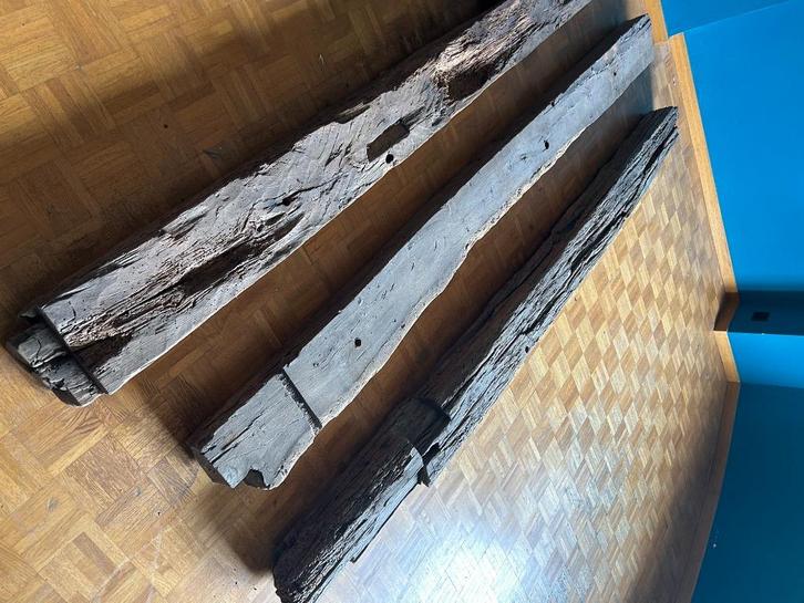 lot oude eiken ,droge balken, geborsteld, Doe-het-zelf en Bouw, Hout en Planken, Eiken, Ophalen of Verzenden