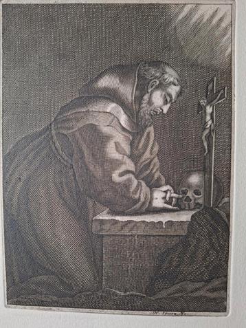 Ets en etsplaat H. Spiesz Franciscus in gebed beschikbaar voor biedingen