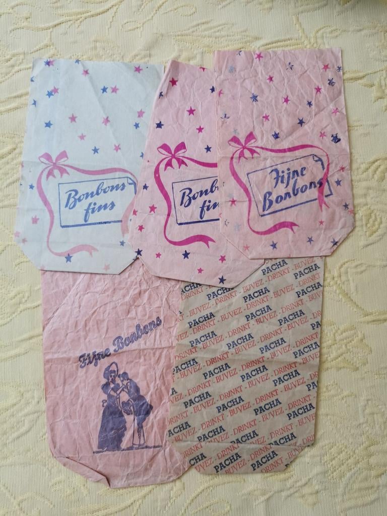 Vintage retro papieren snoep zakjes., Ophalen of Verzenden