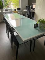 Uitschuifbare glazen tafel 95 x 240 cm, Huis en Inrichting, Tafels | Eettafels, Ophalen, Gebruikt, 100 tot 150 cm, 200 cm of meer