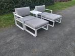 Aluminium relaxset wit met bijhorende kussens en tafeltje, Tuin en Terras, Tuinsets en Loungesets, Ophalen, Zo goed als nieuw