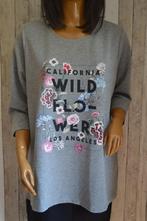 msmode sweater met bloemen grijs XL, Porté, Taille 46/48 (XL) ou plus grande, MS Mode, Enlèvement ou Envoi